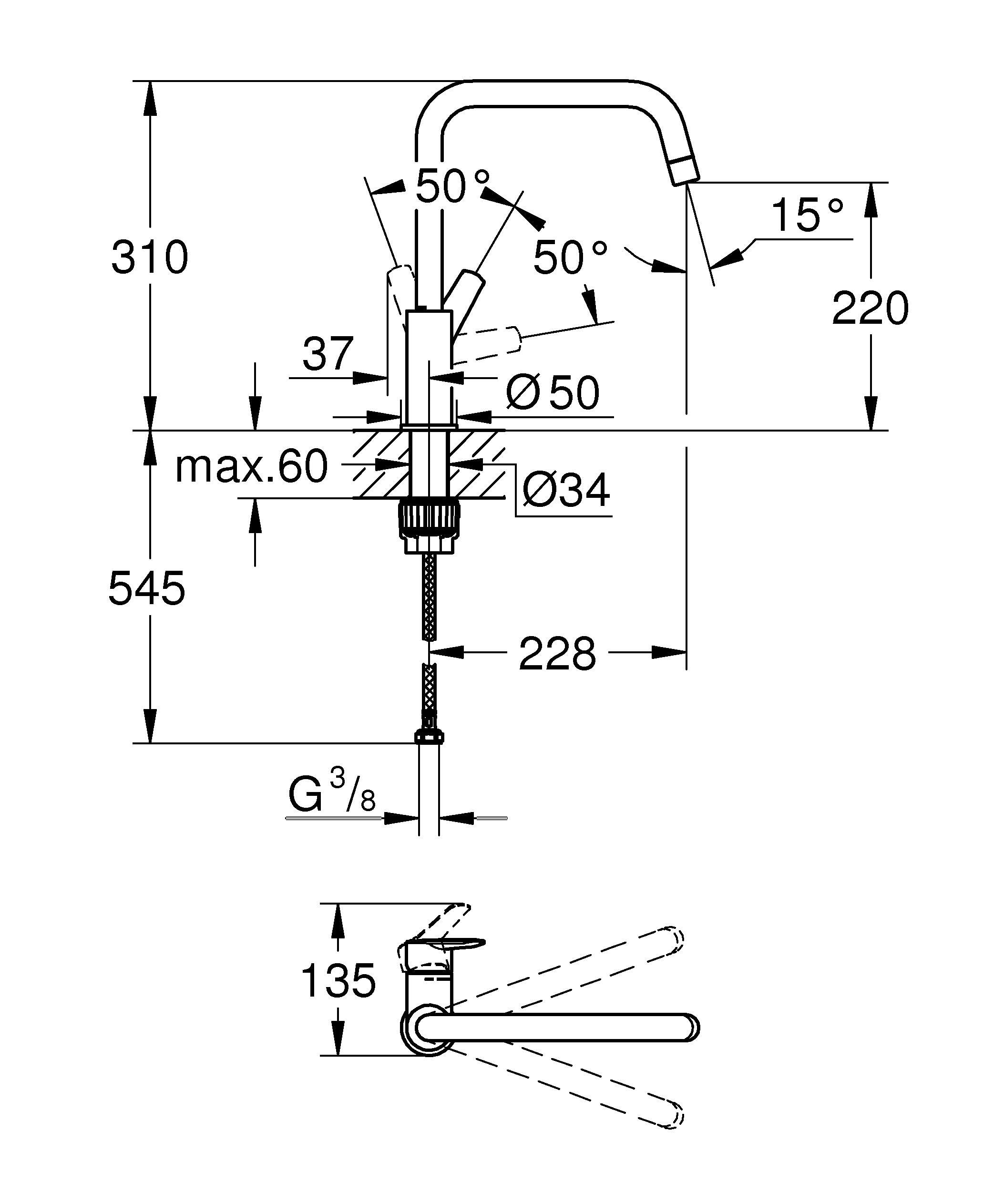 Grohe Start Bateria, Czarny, 310 mm