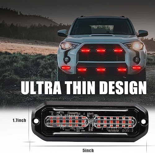 Miniatura 4 de Lente lineal alterna ultradelgada e impermeable, 8 unidades, 12 luces LED estroboscópicas para parrilla de montaje en superficie roja, luces