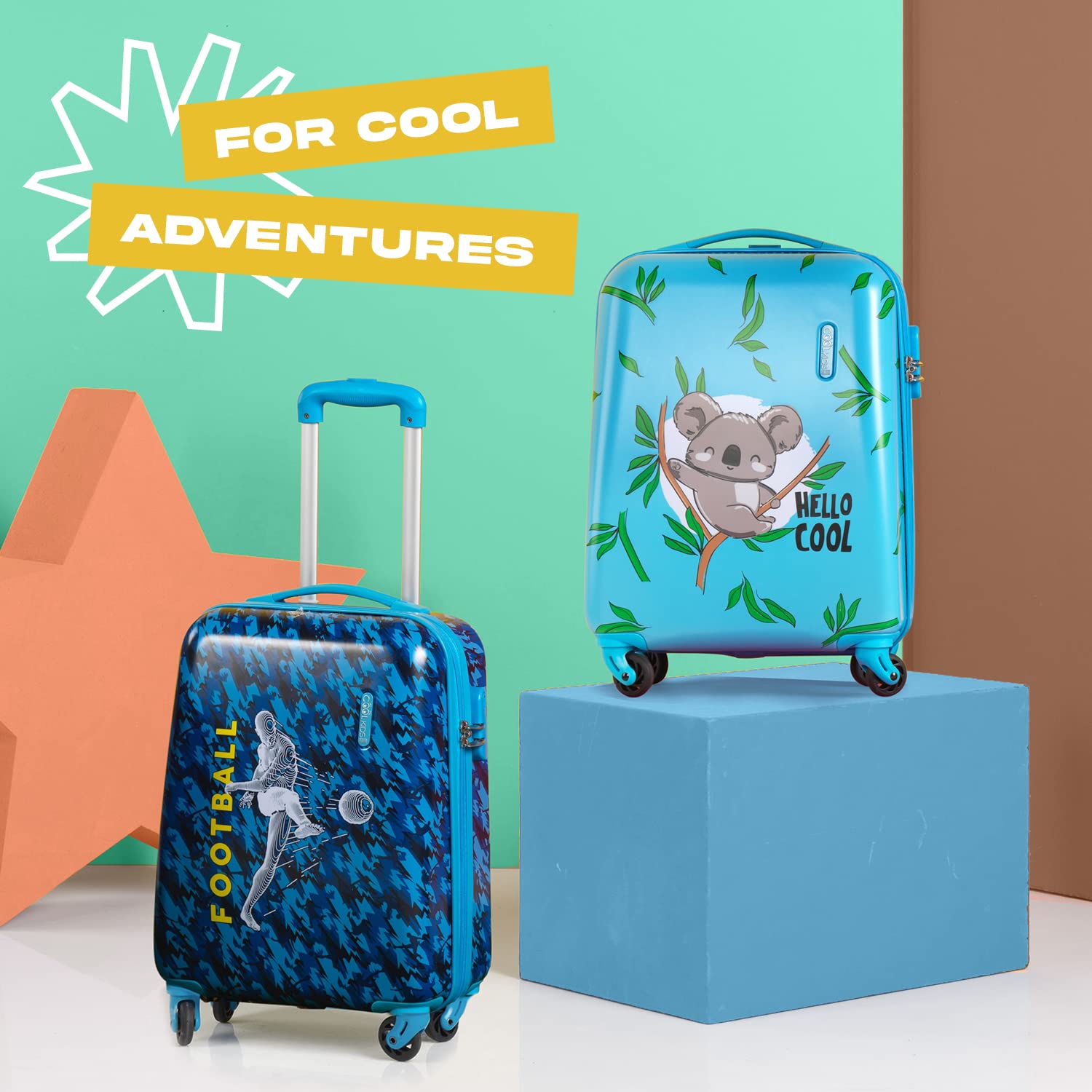 PERLETTI Valigia Rigida per Bambini - Trolley Cool Kids in ABS - Bagaglio Bimbo e Bimba con Lucchetto a Combinazione - Manico telescopico in alluminio e 4 ruote - 51x35x20 cm