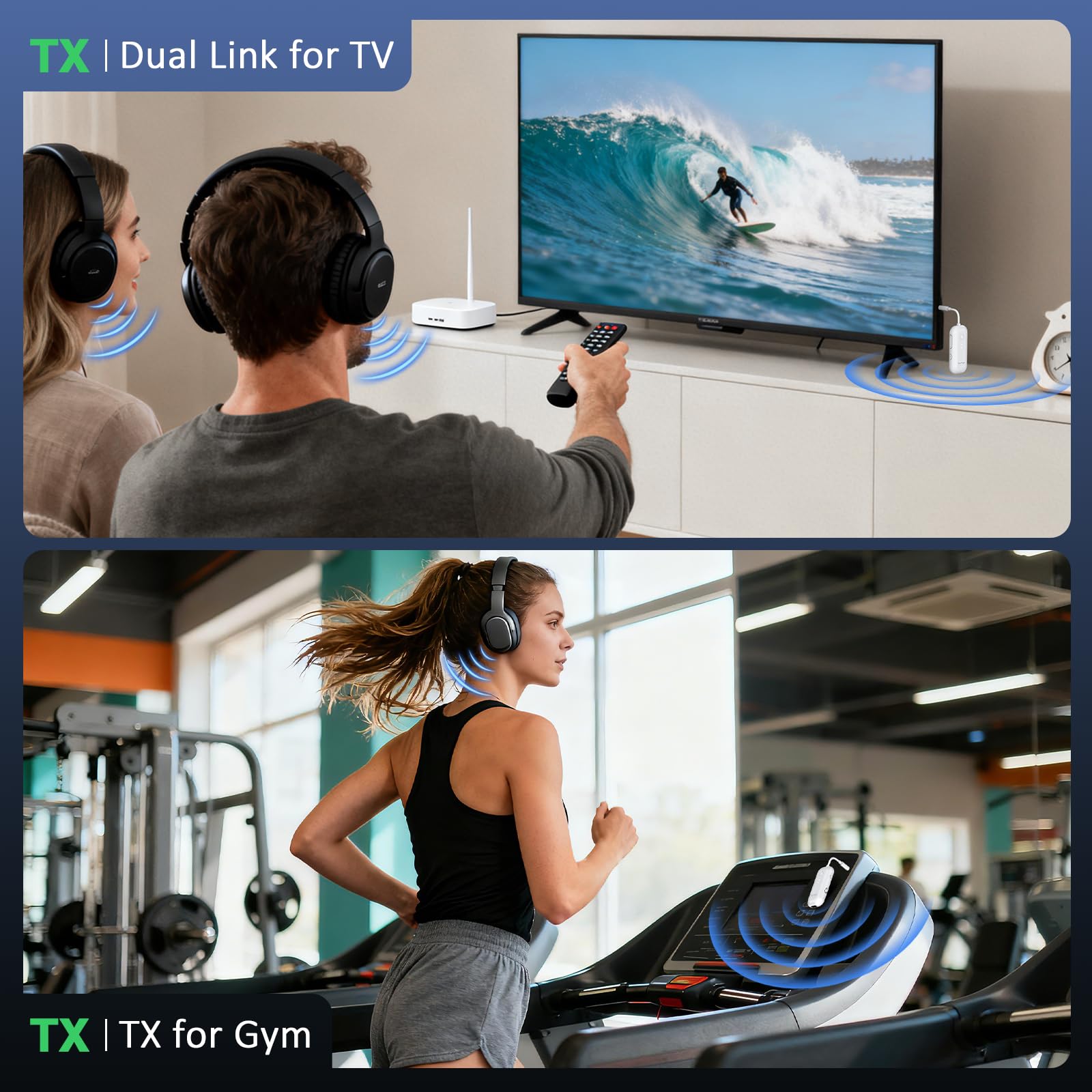 Trasmettitore Bluetooth per TV ElecMoga Ricevitore Bluetooth Aux 3.5mm Jack Adattatore Auto Bassa Latenza Supporto per 2 AirPods Cuffie/Altoparlanti/Uuto/Volo/Palestra