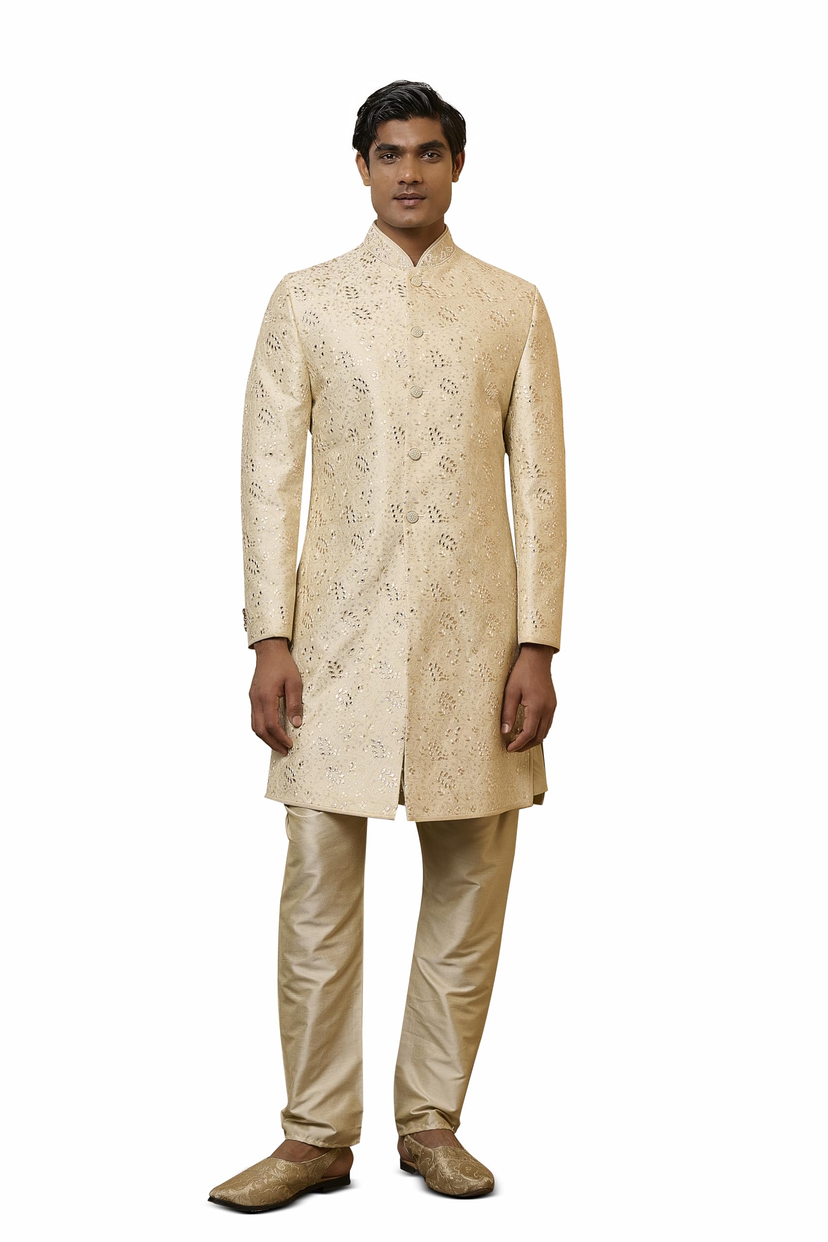 tasva Gold Embroidered Sherwani Set-picture-50