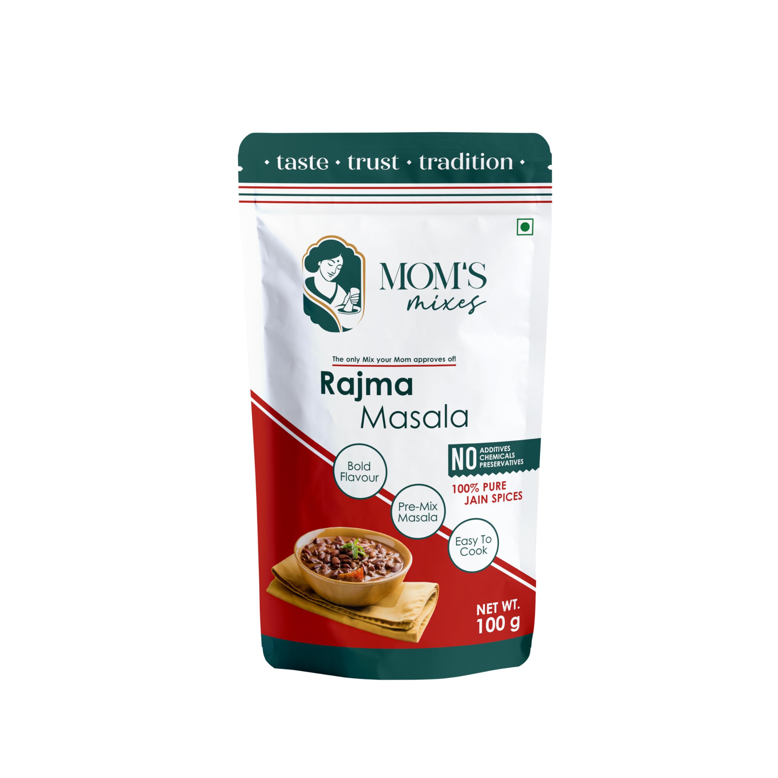Mom’s Mixes Rajma Masala (Rajma Masala Powder) | Pre-Mix Masala | No Onion No Garlic (Jain Friendly) | Authentic North Indian Taste | No Preservatives | 100g