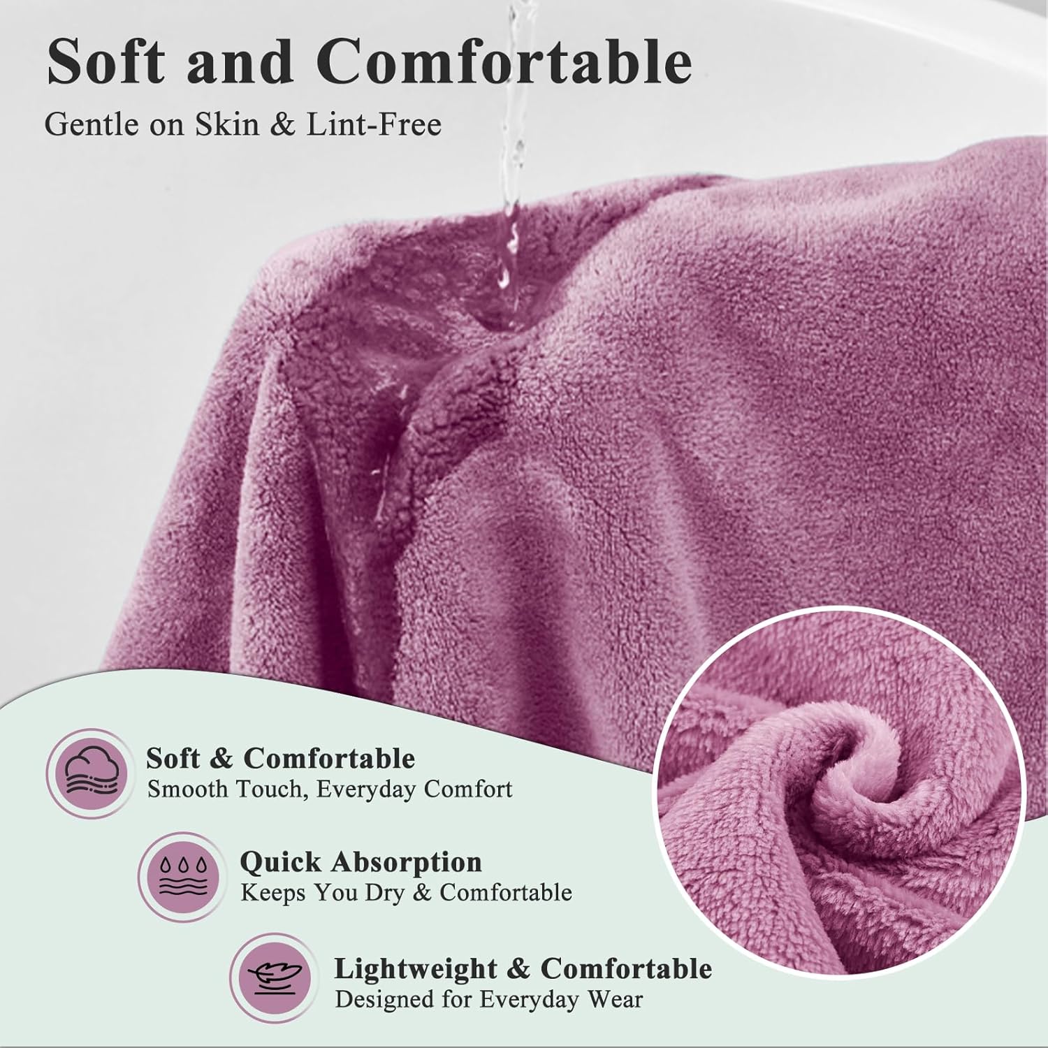Women’s Adjustable Spa Wrap Towel Set, Microfiber Body Wrap Bathrobe with Matching Hair Towel, Super Absorbent & Quick Dry Shower Wrap for Home, Gym, Pool – Purple(Purple)