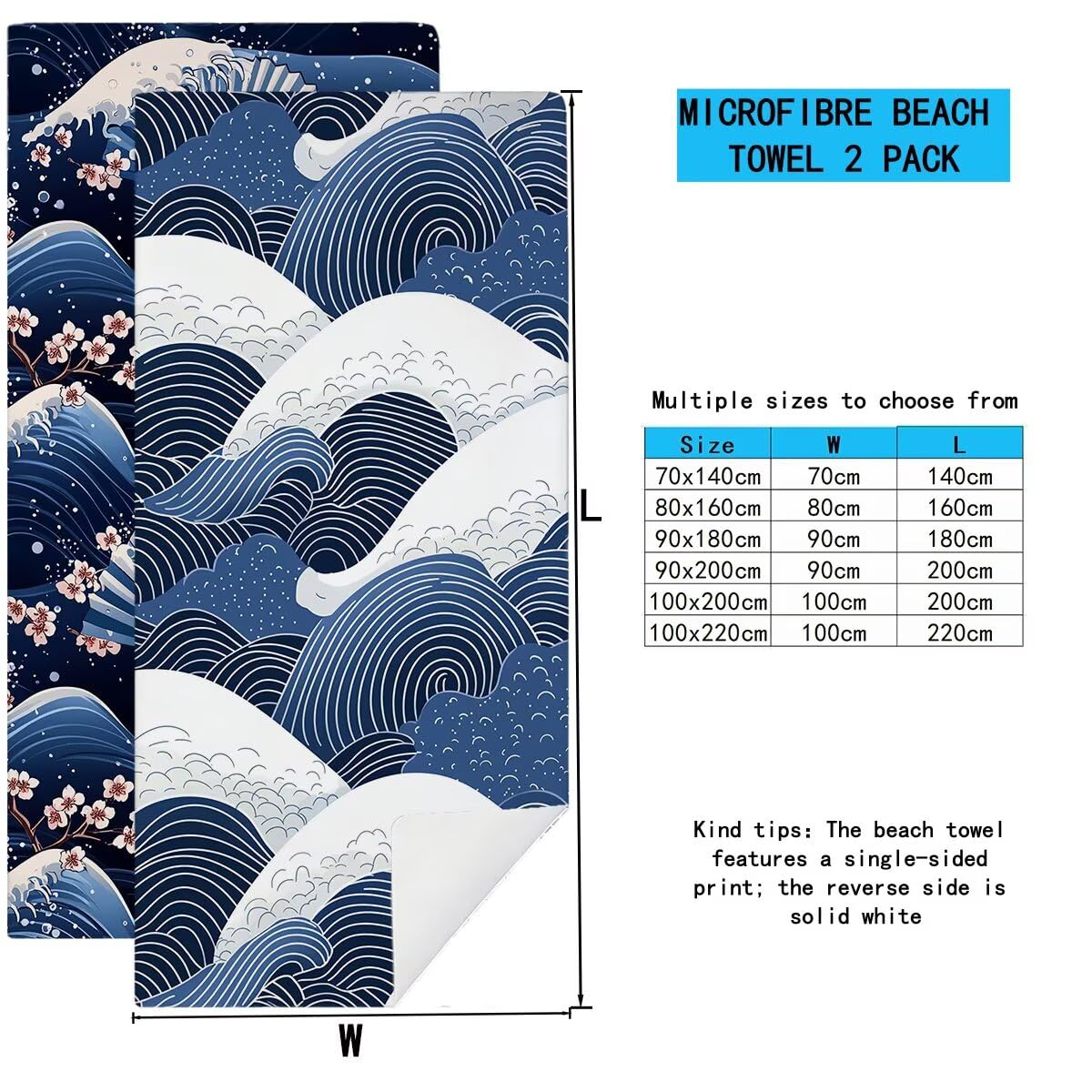 Ręcznik plażowy z mikrofibry, duży ręcznik plażowy 90 x 200 cm 2 sztuki, damski ręcznik gimnastyczny szybkoschnący, odporny na piasek ręcznik z mikrofibry, lekkie ręczniki gimnastyczne na prezent