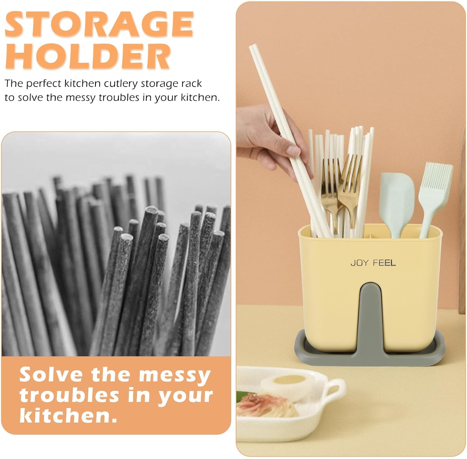 Nordic Style Multi-grid Chopsticks Holder with Detachable Compartments Plastic Cutlery Organizer Box for Kitchen Tableware Storage