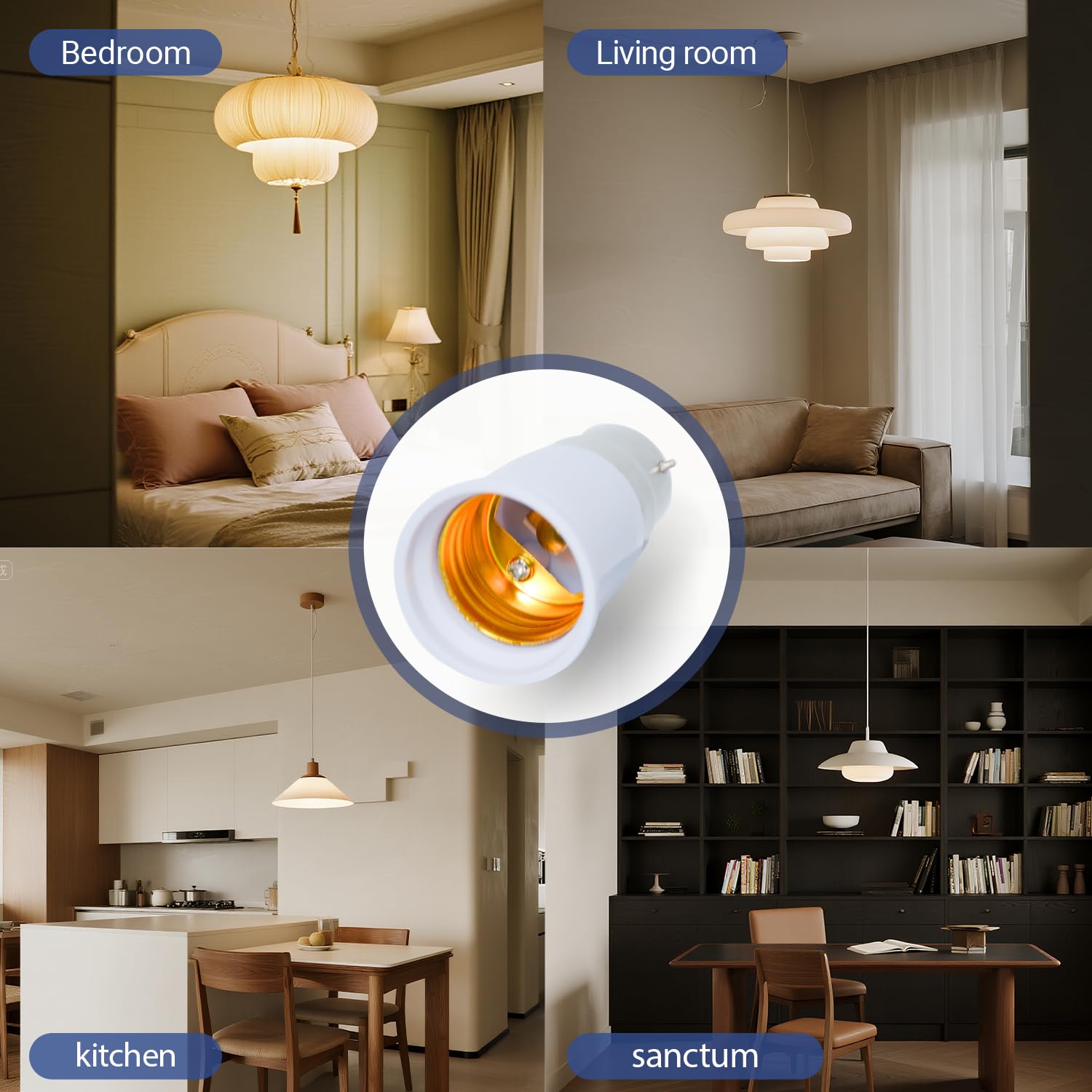 XIYING 8 Pcs B22 to E27 Adapter, Light Socket Bulb Adapter Bayonet to Screw for Kitchen Living Room and Bedroom - Image 4
