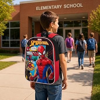 Marvel 子供用バックパック 15インチ | 男の子用の素晴らしいブックバッグ | パッド入りストラップ&ジップコンパートメント 学用品