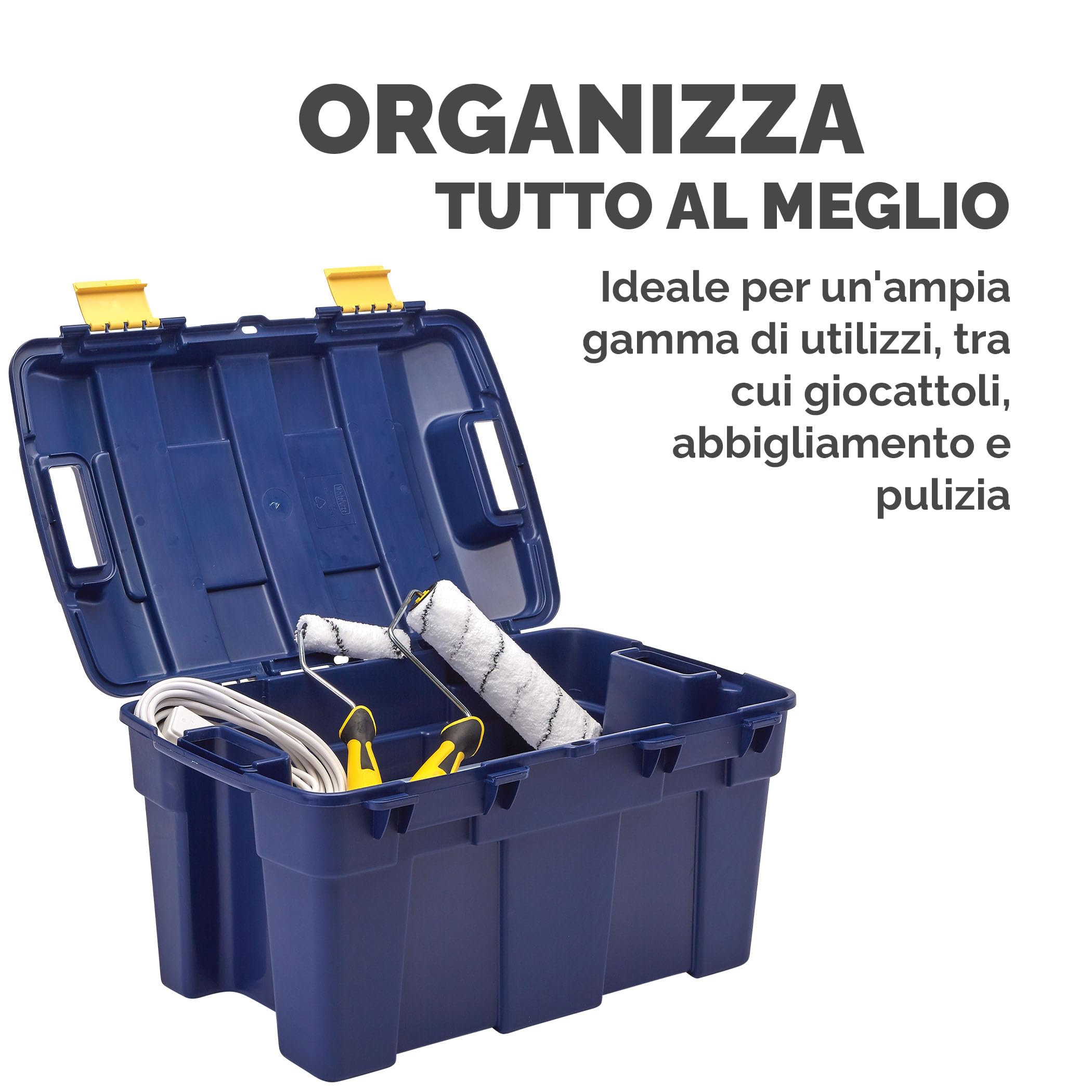 Bankers Box 40L scatola porta oggetti in confezione da 3, BPA-Free, in plastica 100% riciclata, impilabile, 33x39x59cm, ideali per organizzare la casa e l'ufficio, coperchio a cerniera