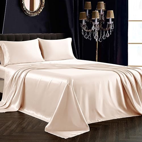 Miniatura 92 de SiinvdaBZX - Juego de sábanas de satén de tamaño individual, 3 piezas ultra sedosas, suaves, de satén verde salvia con bolsillo profundo, 1 sábana