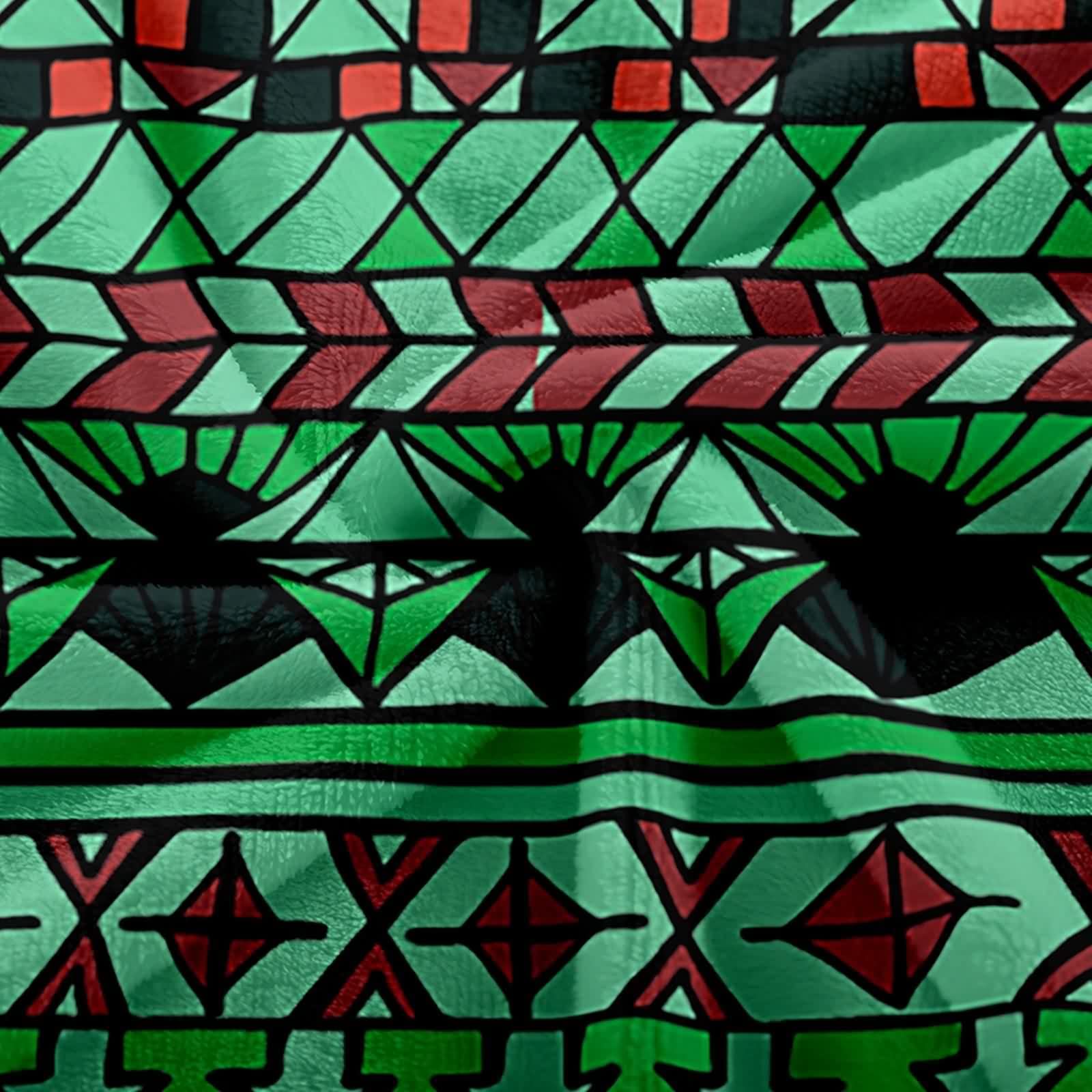 Coperta Flanella,Coperta Pile Divano Etnico Geometrico Verde Nero Coperta Invernale da Divano 180x200cm