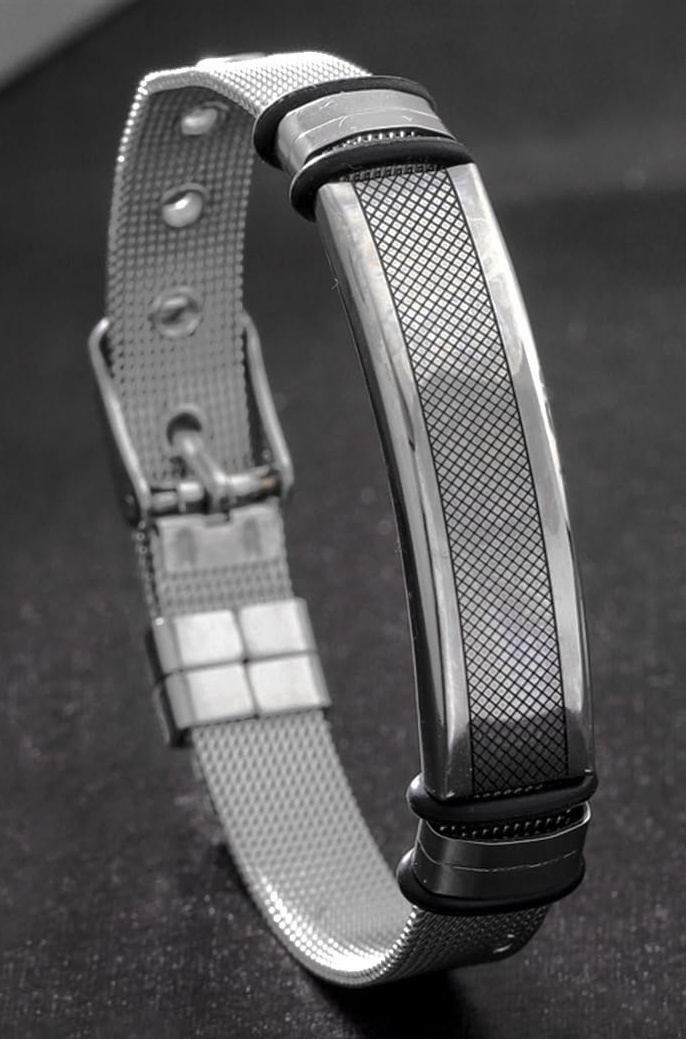 Western Style Cross Design Printed Causal Wear Wristband Opening Bracelet for Men and Boys