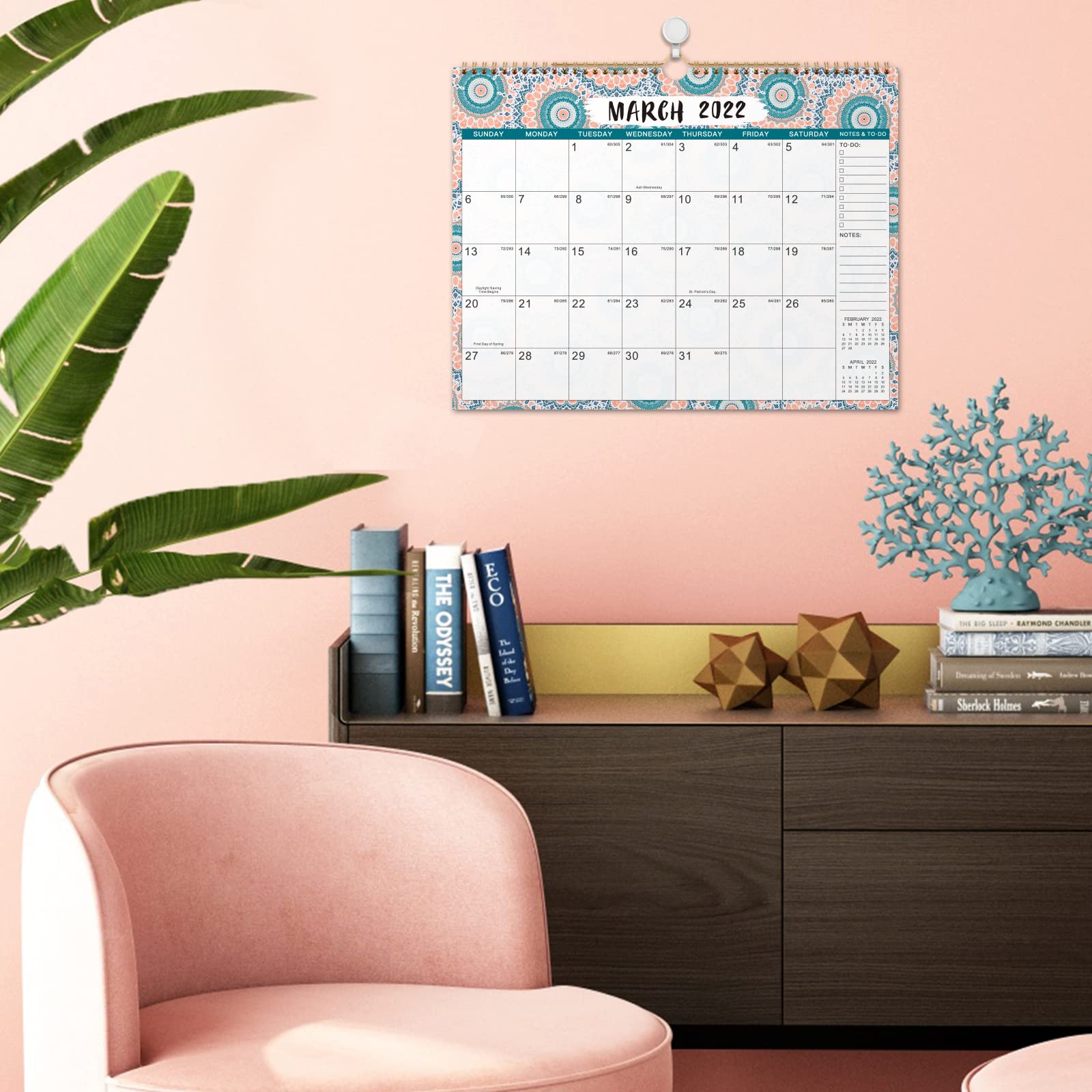 2022 Calendar Wall Calendar 2022 with Hanging Hook, 14.6" x 11.5