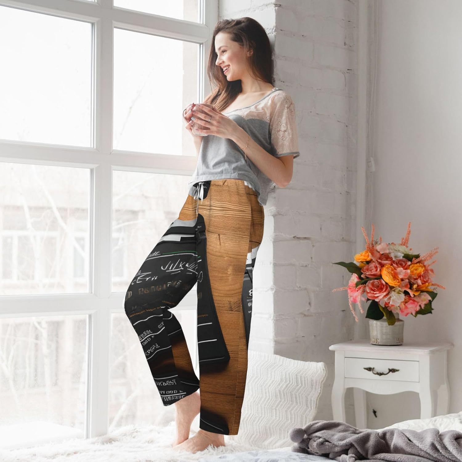 Movies Clapperboard Pattern Print Cozy Christmas Pajama Pants,Flannel Pajama Bottoms,Cater To Various Body Types