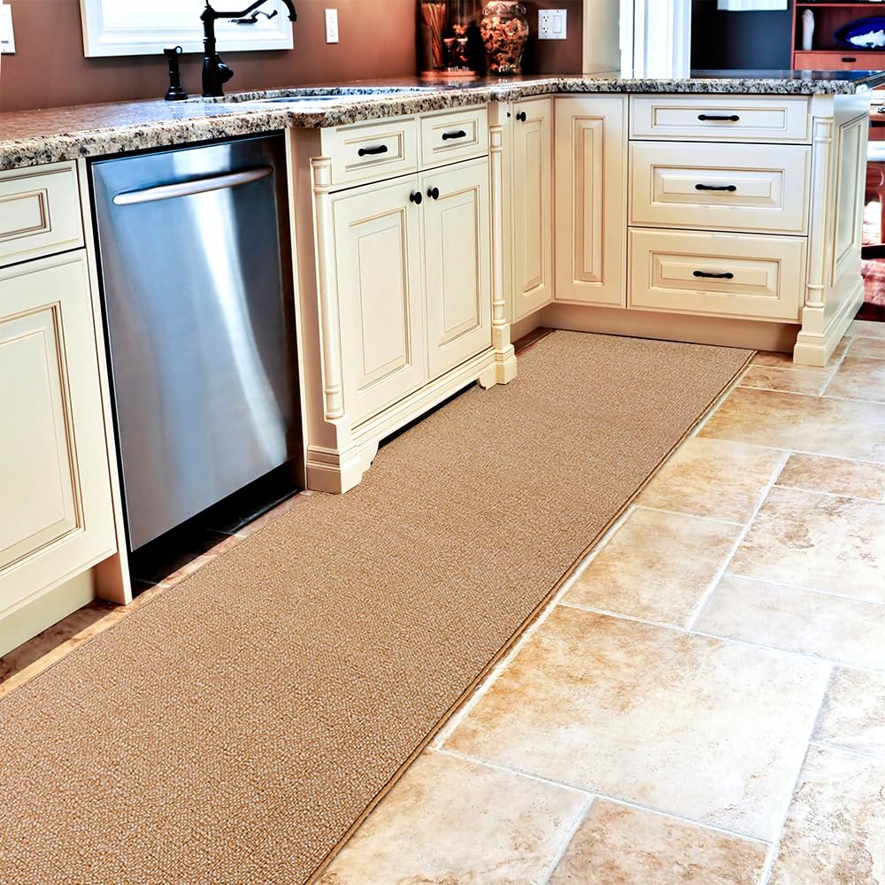 emmevi Tappeto Cucina Tinta Unita Antiscivolo Lavabile Passatoia Asciugapassi Ingresso Entrata 57X230 BEIGE