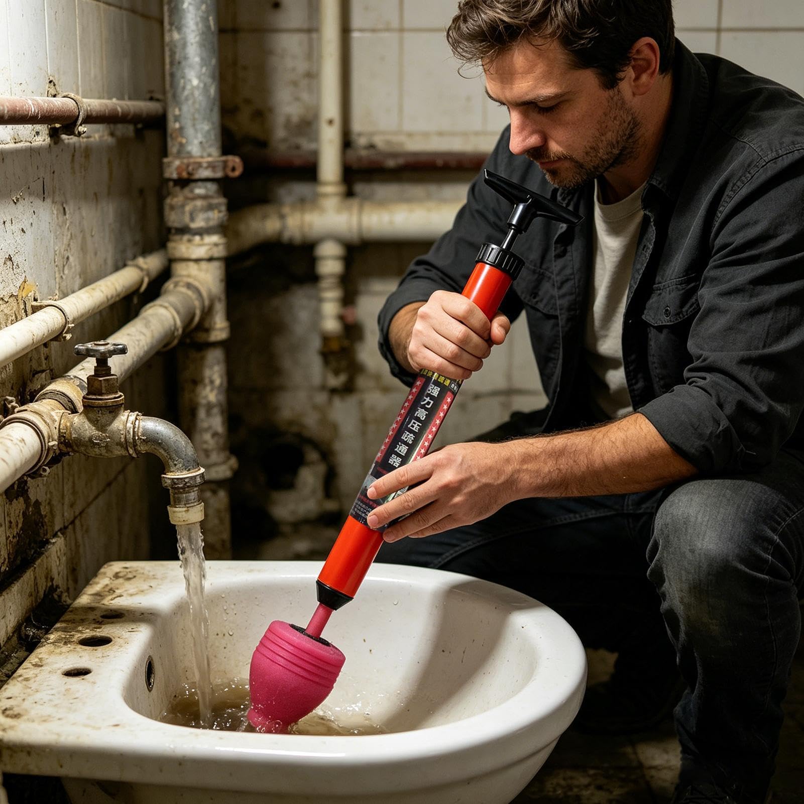 Generico Sturalavasi - Testina a Rimbalzo ad Alta Pressione d'Aria Ricaricabile,Disostruttore WC a Pressione | per Casa Cucina Bagno Lavanderia Garage Ufficio Doccia Pavimento