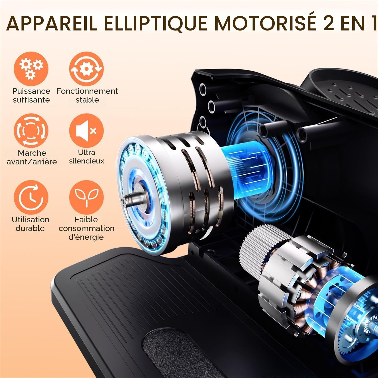 Morelax Vélo Elliptique de Bureau pour la Maison, Vélo d'appartement pour Elliptique, Silencieux et Portable, Électrique Pédalier d'appartement Adulte, Télécommande, Écran, 12 Vitesses
