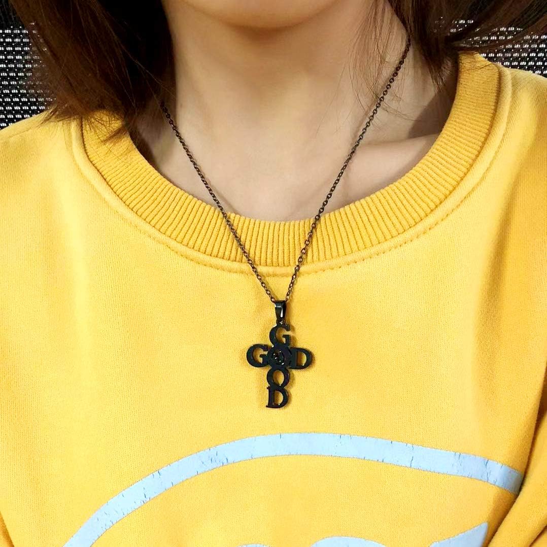 Uloveido Unique Stainless Steel Initial Good God Cross Pendant Necklace Special Christian Jewelry Gifts Y835