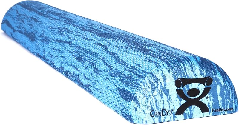 Rodillo de espuma EVA de alta densidad CanDo Blue Marble para restauración muscular, terapia de masaje, recuperación deportiva y fisioterapia. 6" x 36", semicircular (30-2210)