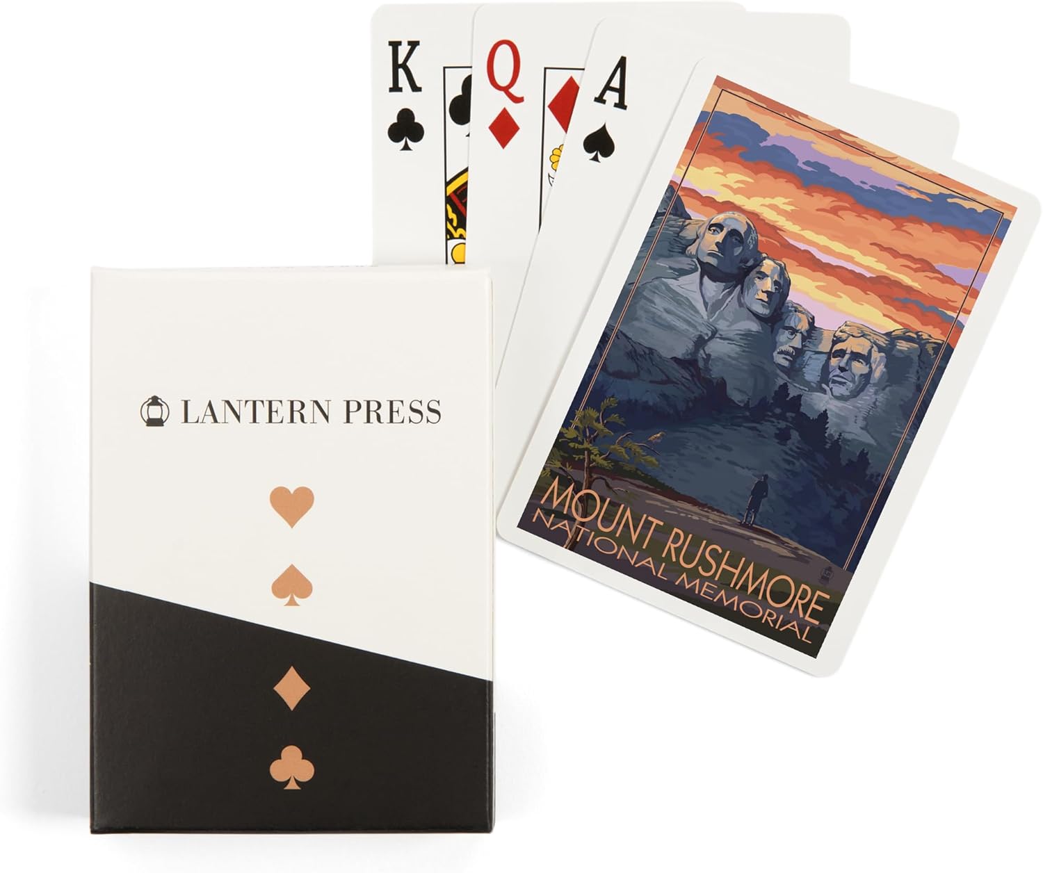 Lantern Press Mount Rushmore National Memorial, South Dakota, Painterly, Sunset View, 52 Playing Cards for Adults, Poker Size Card Deck
