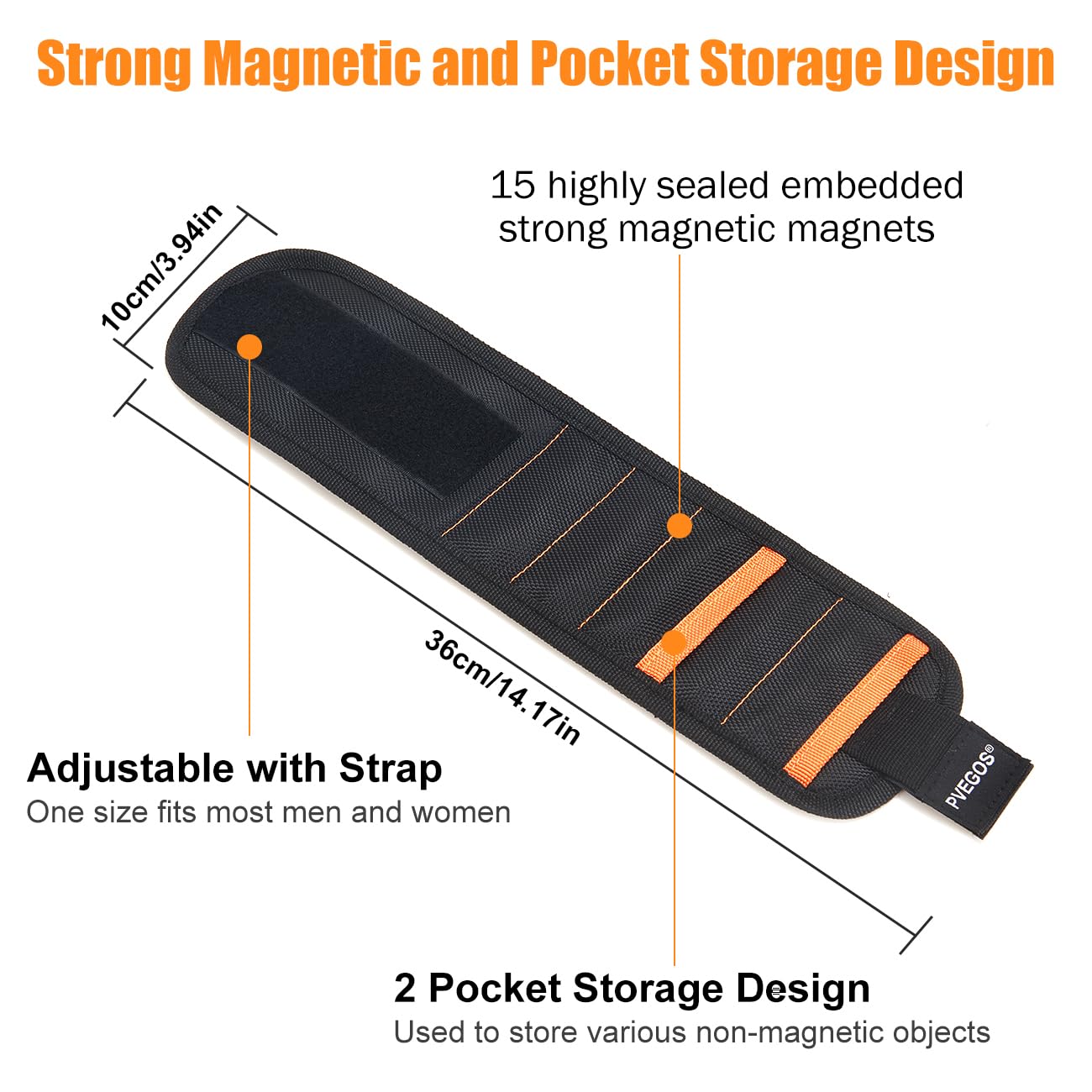 PVEGOS Gifts for Men Super Strong Magnetic Wristbands with Tools Bag - Image 3