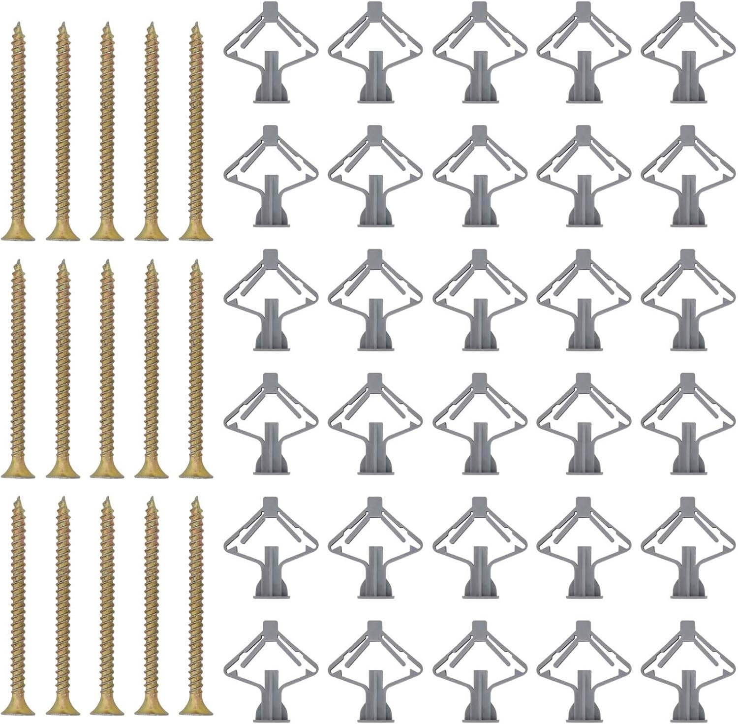 Plasterboard Plugs (50 Wall Plugs & 50 Screws), Expansion Wall Plugs