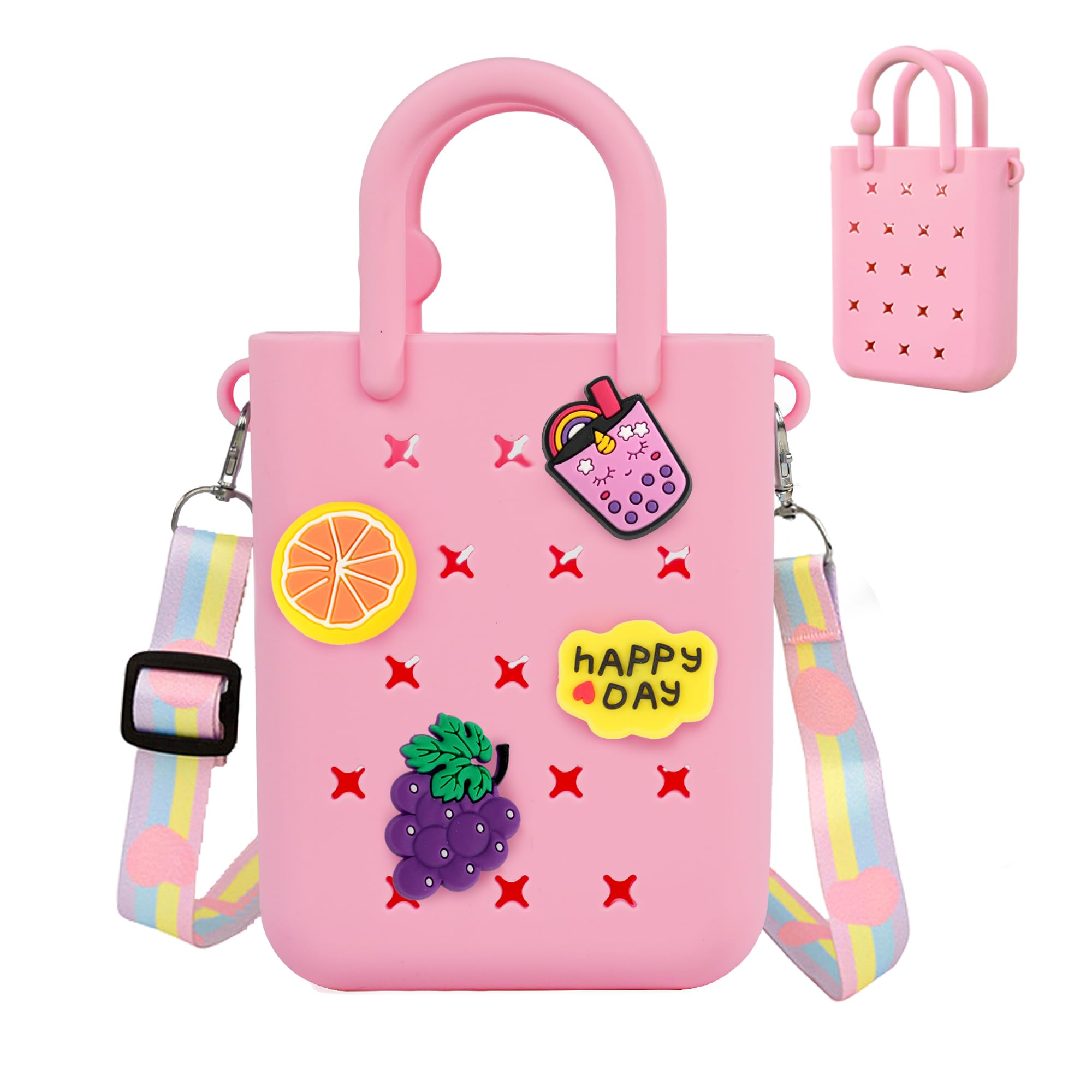 Oudizz Silikon Loch Handtasche Kleinkind Geldbörse Crossbody Bag