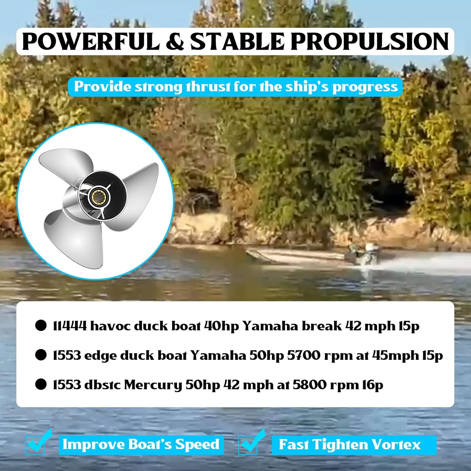 OEM Upgrade 10.25 x 16-G Stainless Steel Outboard Propeller for Yamaha Engines 40-60HP, Semi Cleaver 16p ybs Style,Parts No.663-45978-00-98,13 Spline Tooth, RH