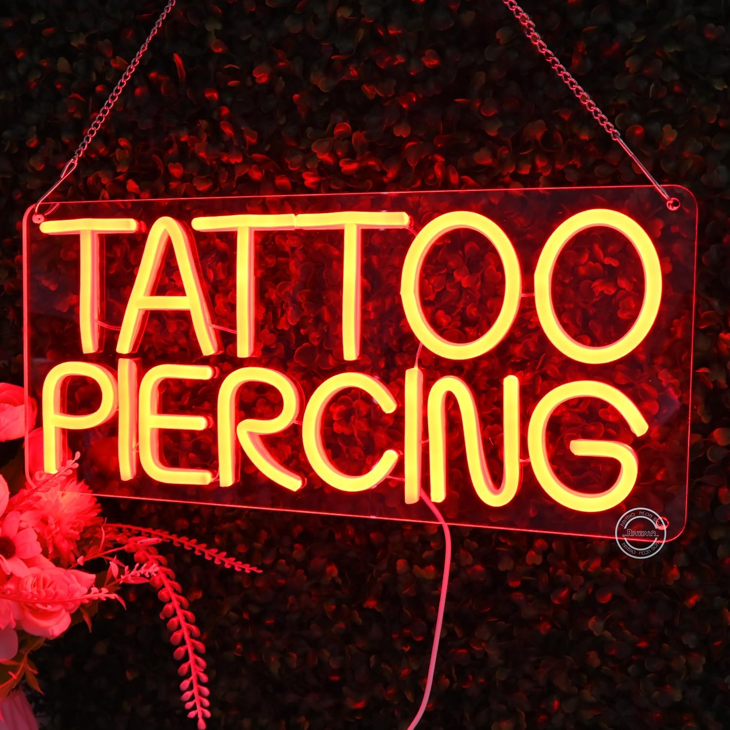 Britrio TATTOO Neon Light Sign for Tattoo Salon Studio Ear Body Piercing Shop LED Fun Wall Decor for Stores Logo Window Display Man Cave Garage Bedroom Christmas Birthday Gift Red 5V USB 15.8 IN - Image 6