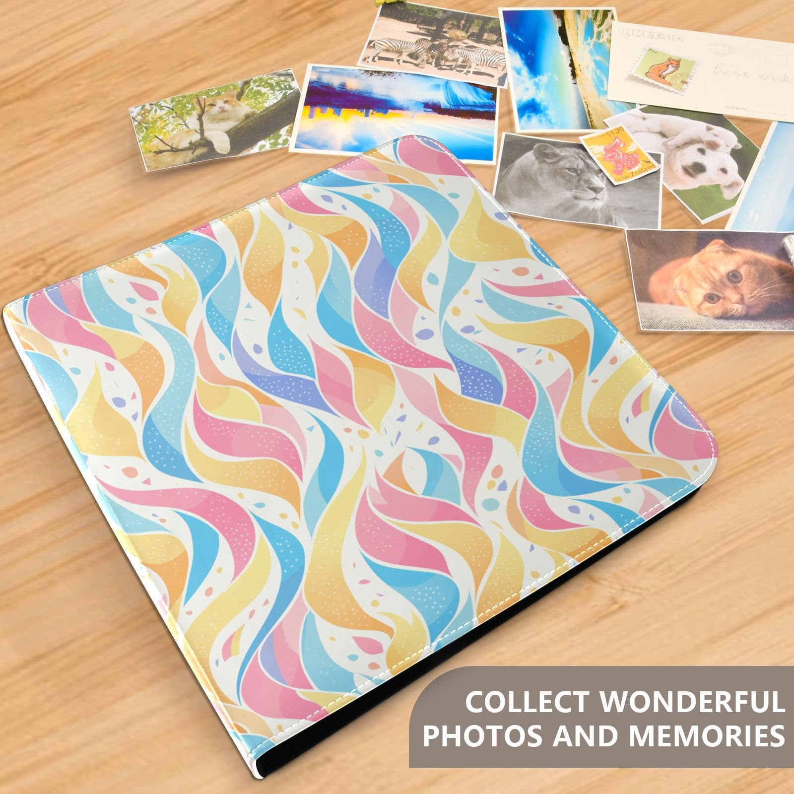 Scrapbook-Fotoalben, Fotobücher für alle Größen, bunte Streifen, selbstklebende Seiten, 10 x 15 cm, 12 x 17 cm, 15 x 20 cm