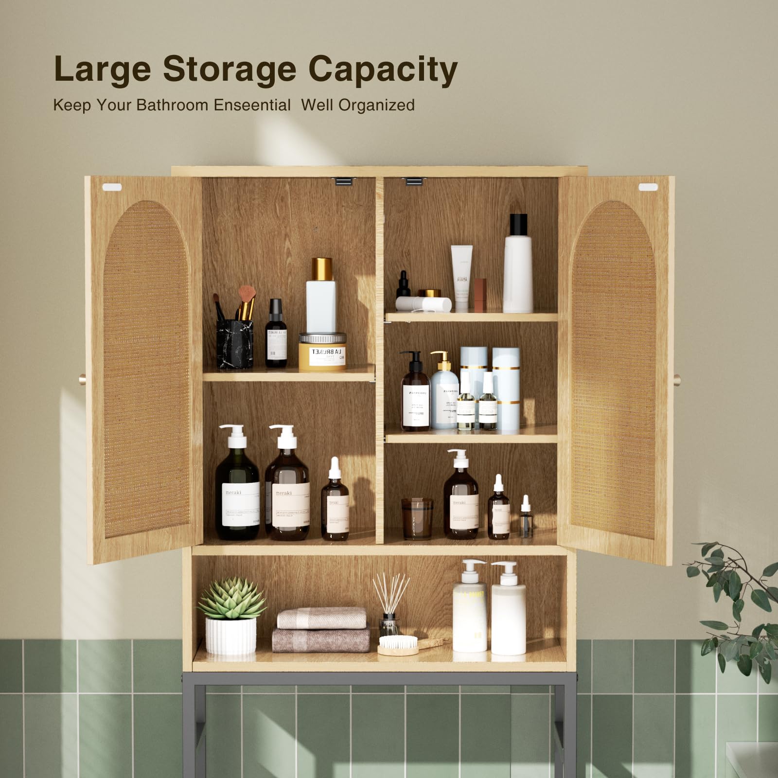 Amazon.com: Rattan Toilet Storage Cabinet, Over the Rack Wood