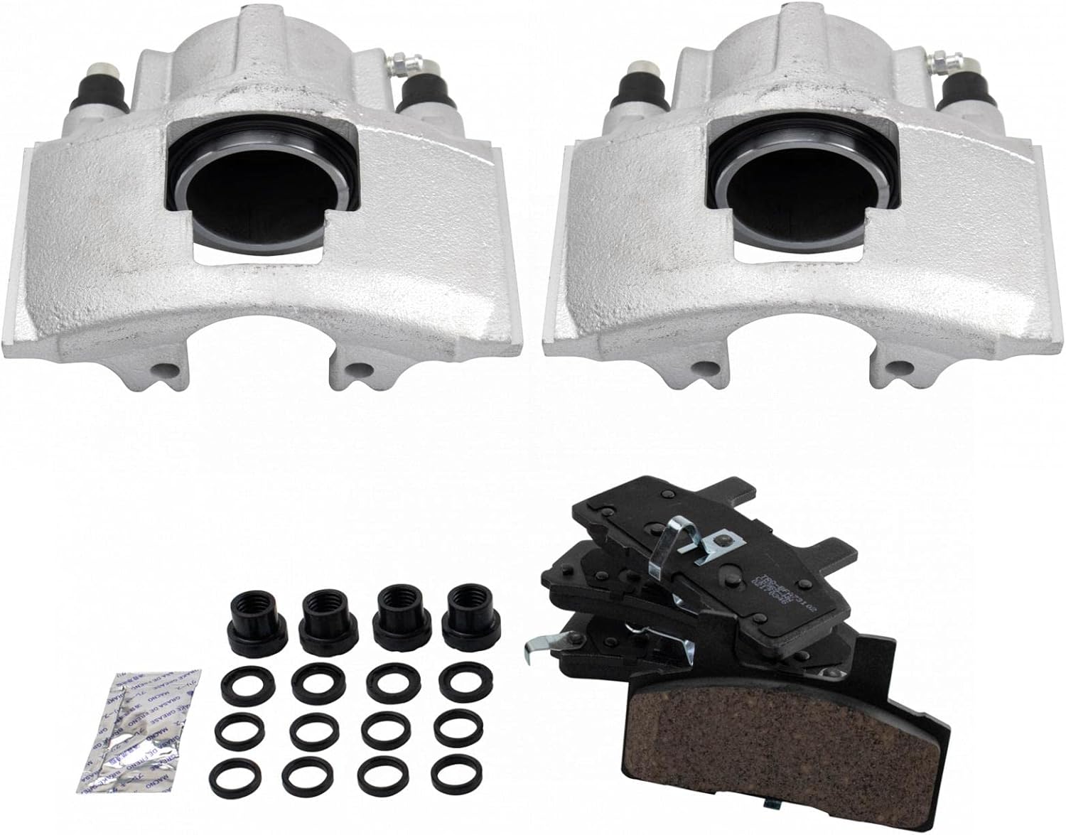 TRQ Front Brake Caliper Set Brake Pads Ceramic Compatible with 90-00 Cadillac 88-02 Chevrolet 94-99 Dodge GMC