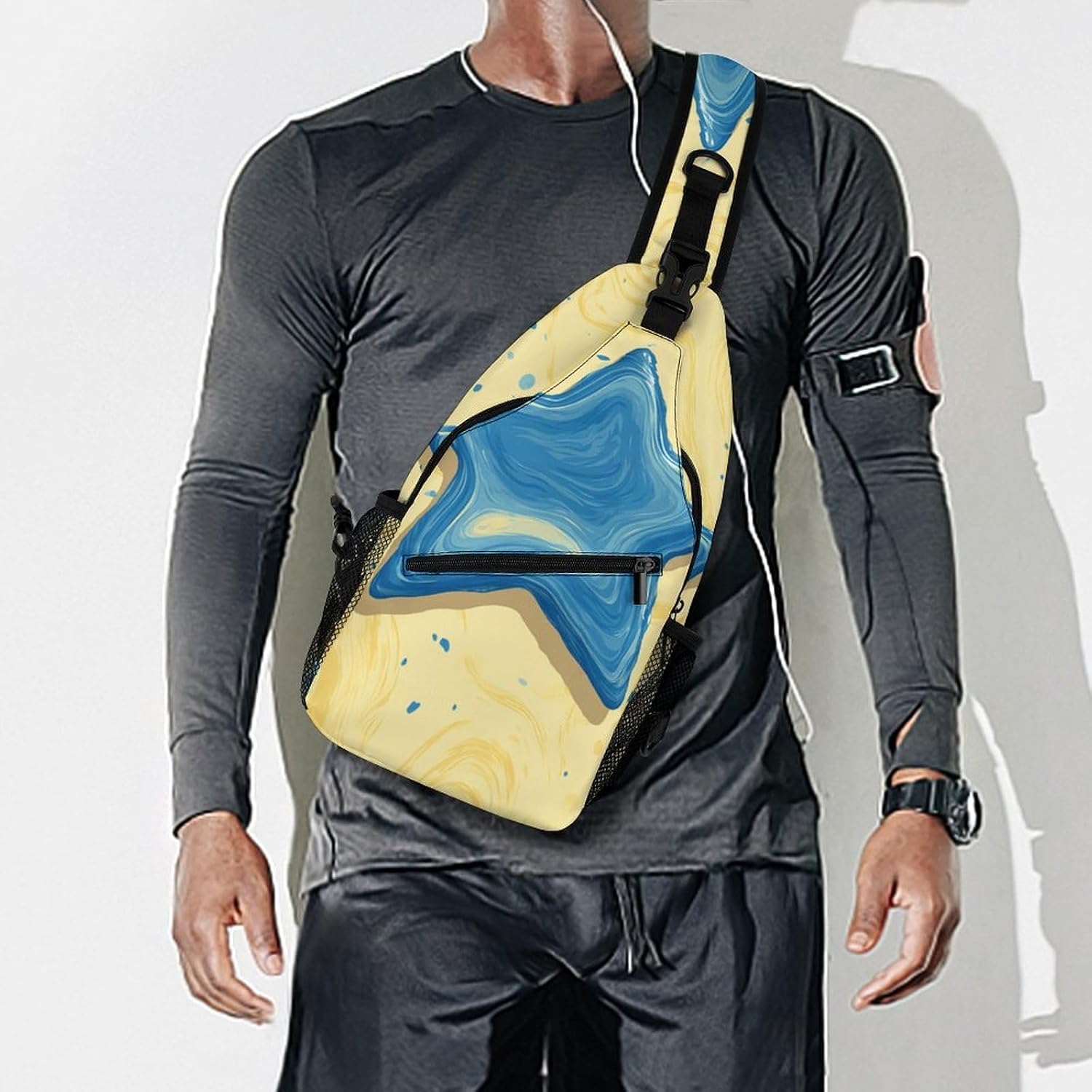 Fluid Stars Sling Crossbody Bag Lightweight Chest Shoulder Backpack for Outdoor Sports