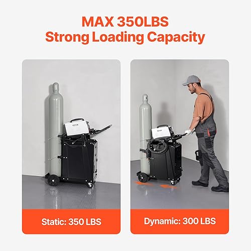 Miniatura 3 de VEVOR Carro de soldadura de 2 niveles y 4 cajones, carrito de soldador con capacidad de peso estático de 265 libras, ruedas giratorias de 360,
