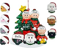 Vista 10 de Adorno Colgante de Pareja Embarazada y Perro - Adorno de Navidad para Esperando con Hueso de Perro, Personalizado