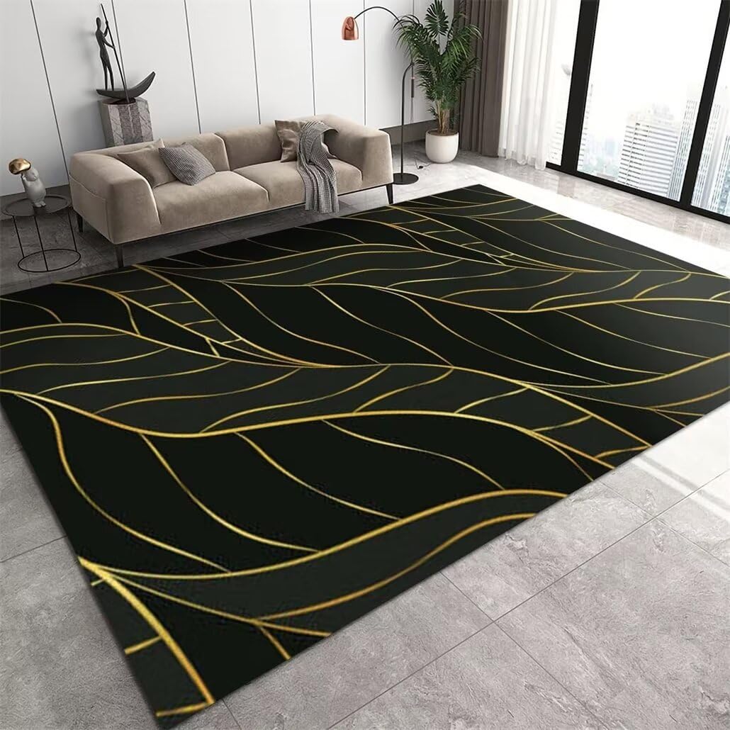 Tapis de salon moderne 150x200cm noir universel pour table basse