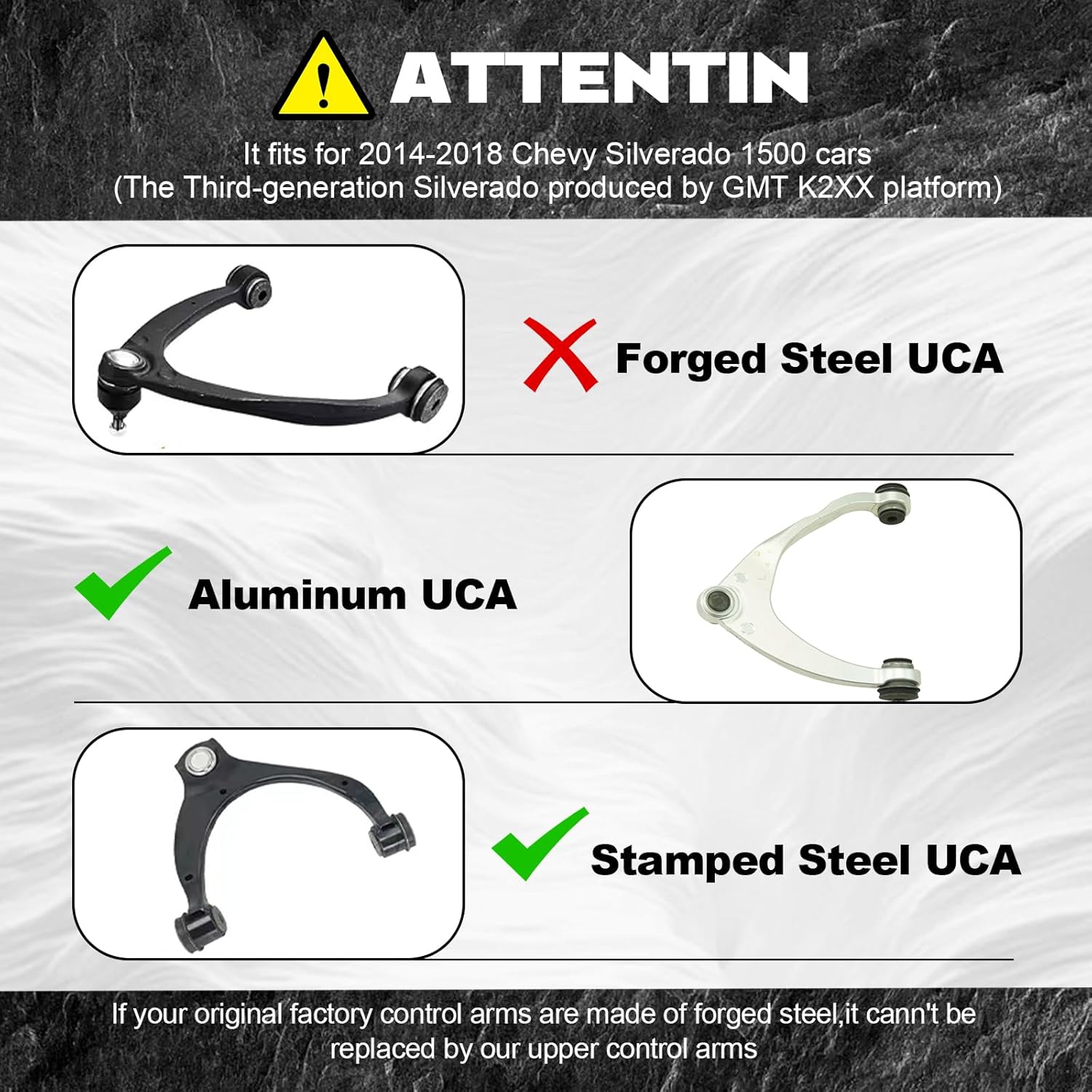 2-4" Lift Front Upper Control Arm for 2014-2018 Chevy Silverado 1500 & GMC Sierra 1500,2015-2020 Chevy Suburban 1500, Tahoe, Yukon, Yukon XL, 2007-2013 Chevy Avalanche, 2PC