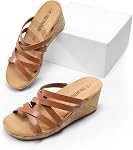 DREAM PAIRS Women's Cork Wedge Slides Sandals Platform Strappy Slip On Dressy Summer Sandals