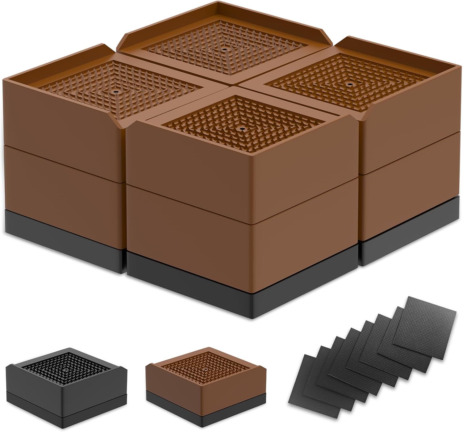 Bed Risers, Heavy Duty Furniture Risers, Adjustable Block Lifts to 1.5, 3 and 4.3 inches Desk for Bed, Sofa, Table, Couch, Chair, Refrigerator & Washing Machine Support up to 5000 Lbs