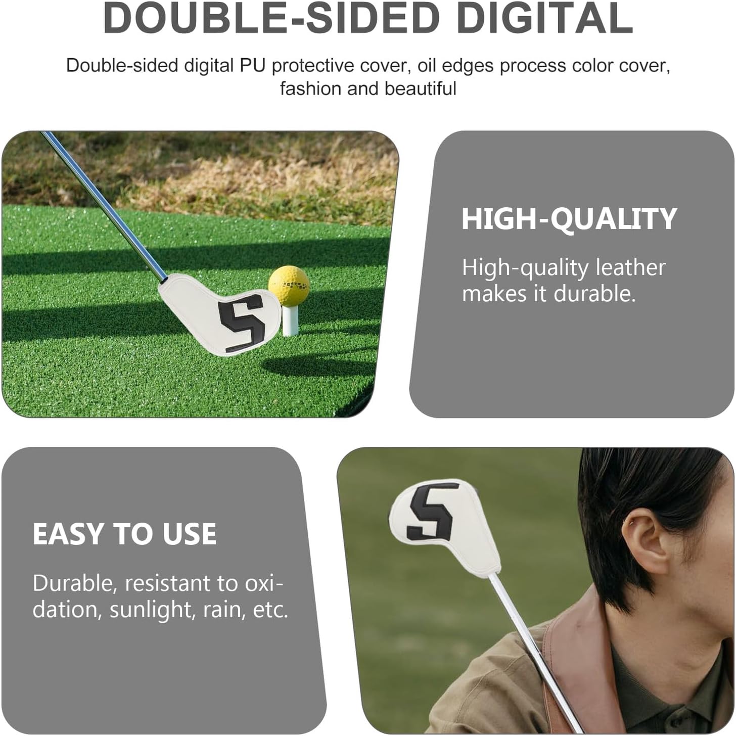 10pcs Pu Golf Club Covers Set Colorful Gradient Numbers, Iron and Putter Sleeves for Golf Sports Accessories