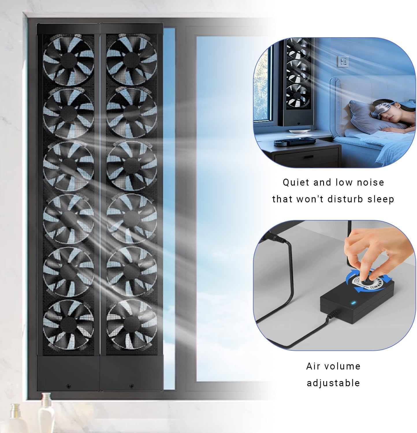 Retractable Window exhaust fan No need to drill holesembed ded installation Metal Casement Window Fan Adjustable Wind Speed Air Flow for Bedroom Kitchen Office(Black,13.8-15.7)
