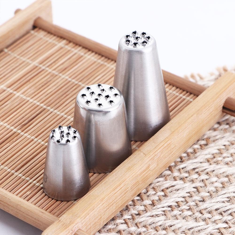 Lot De 3 Douilles à Gazon Multi-Ouvertures – Glaçage Herbe & Fourrure Pour Gâteaux, Cupcakes – Acier Inox #233 #234 #29