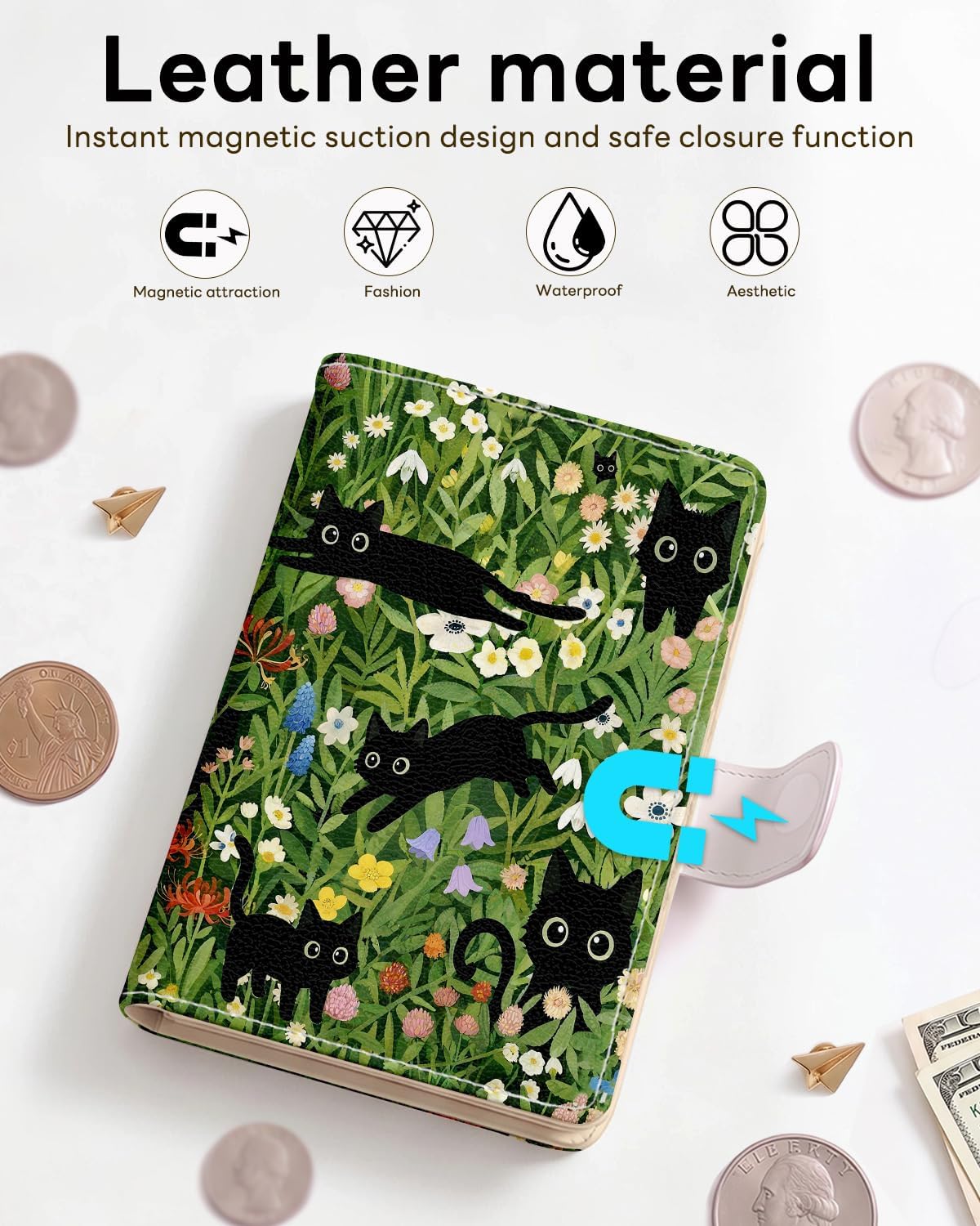 RFID Passport Holder with Tracker Slot, Leather Travel Wallet image 5