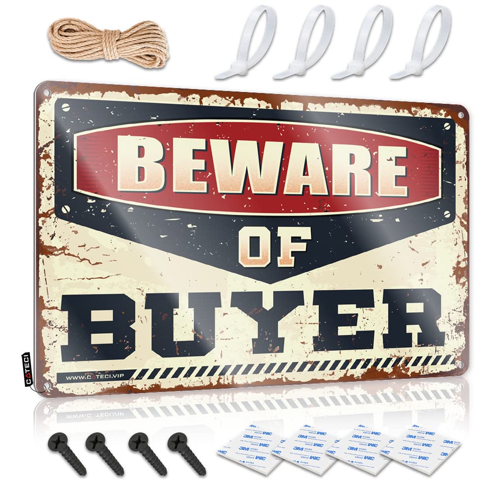 Room Accessories For Teen Boys Beware Of Buyer Tin Sign Funny Plaques For Men Bedroom Door Decor(30X40CM)