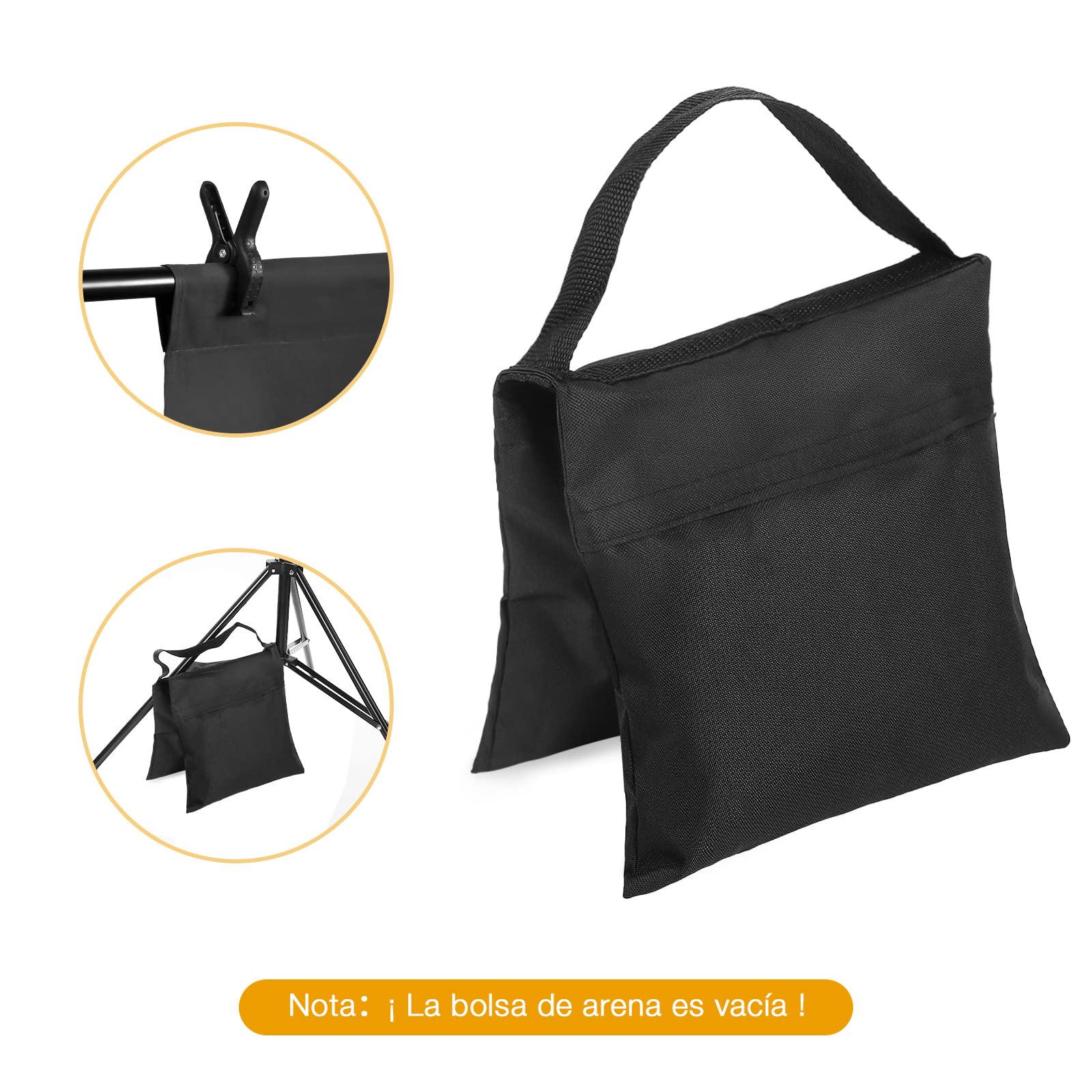 OMBAR 2,6x3M Soporte Fondo Fotografico, para Retrato, Fotografía de Productos y Grabación de Video, Ajustable Soporte Photocall con 4 Abrazaderas Fondo y 2 Bolsas Arena