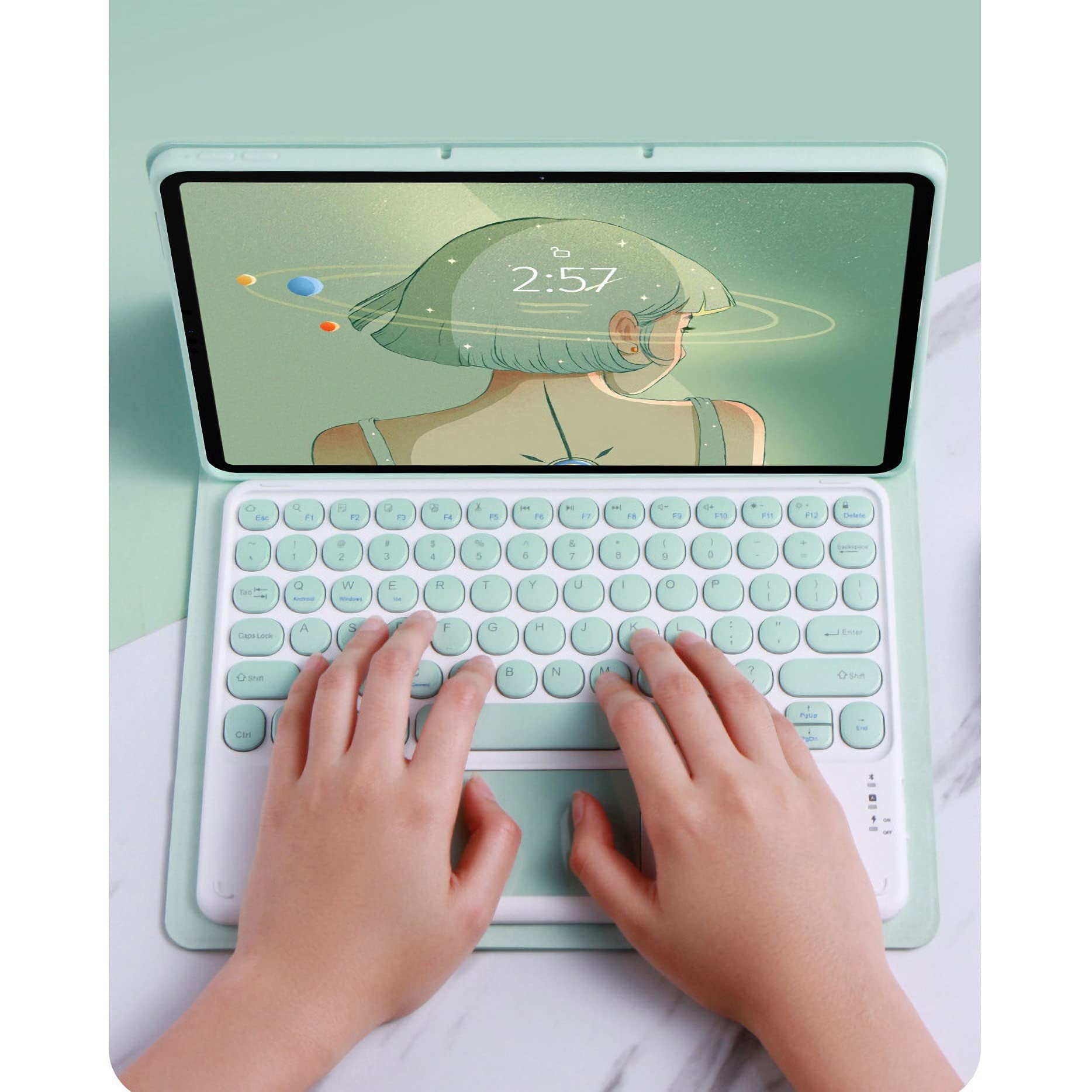 Bueuwe Custodia per Tastiera per Xiaomi Pad 5/5 PRO, Tastiera Bluetooth Rimovibile con portapenne,Black with touchpad