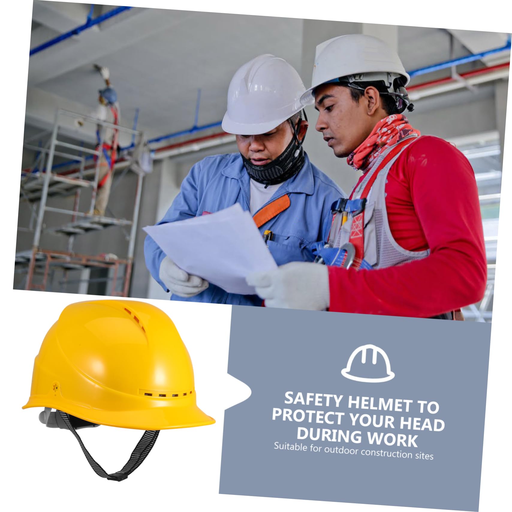 Cascos de construccion Equipado Seguridad Cubrir protección Casco de construccion Accesorios para Cascos Tapa Protectora Sombrero de construcción Cascos para Hombres AbS Amarillo