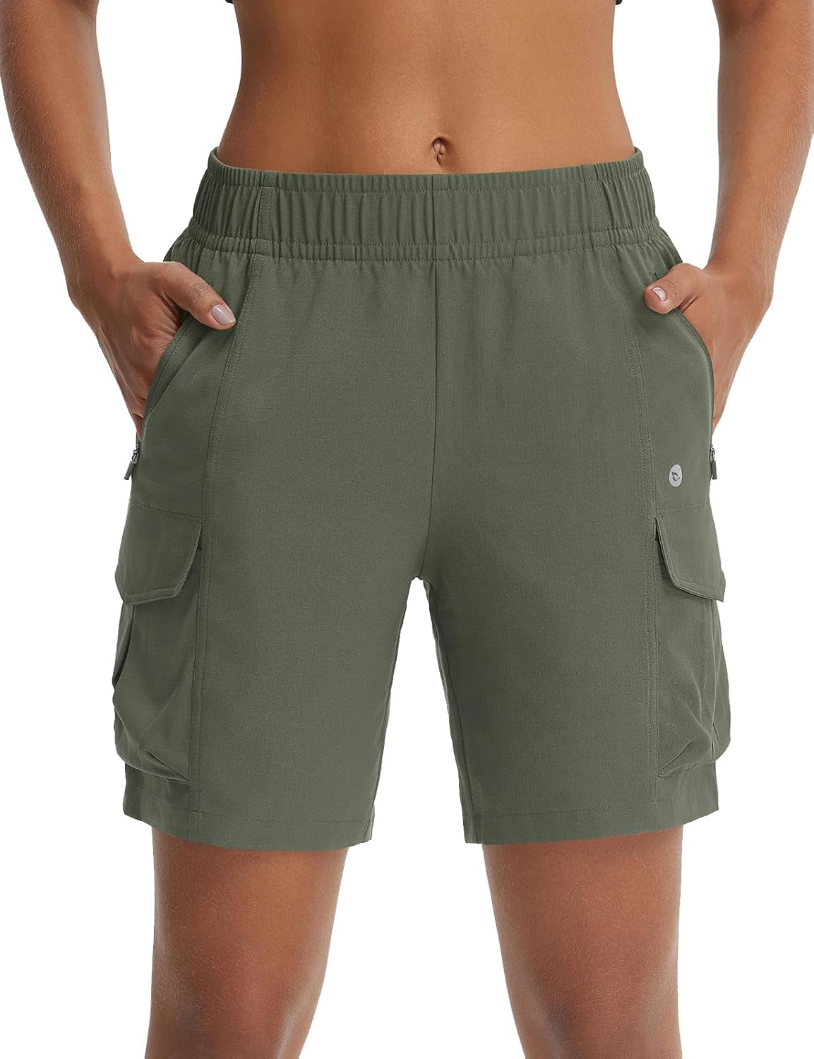 baleaf Women's 7'' Hiking Shorts Lightweight Water Resistant Athletic Golf Cargo Shorts with Zipper Pockets Quick Dry Summer