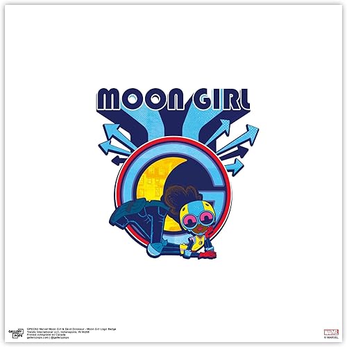 Trends International Gallery Pops Marvel Moon Girl and Devil Dinosaur - Arte de pared con logotipo de Moon Girl, versión sin marco, 12 x 12 pulgadas