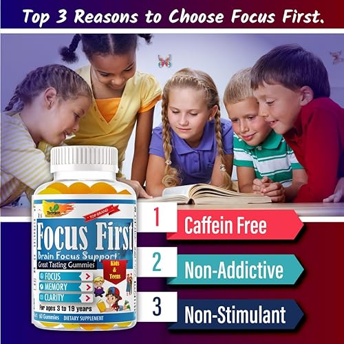 Miniatura 4 de Focus First - Enfoque, memoria, concentración y claridad para niños y adolescentes estudian la escuela, gran sabor gomitas para enfoque y atención