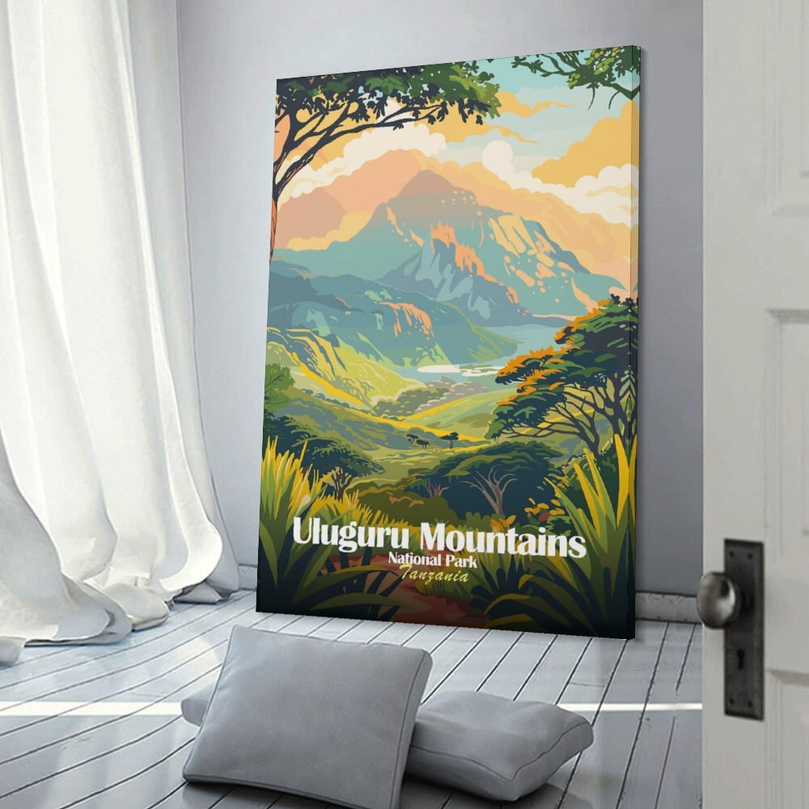 Junmoney Decorative Canvas Print Uluguru Mountains National Park Tanzania, 20x30inch(50x75cm), for New Homes, Bedrooms Or Workspaces, Thoughtful Wall Decor for Art Lovers